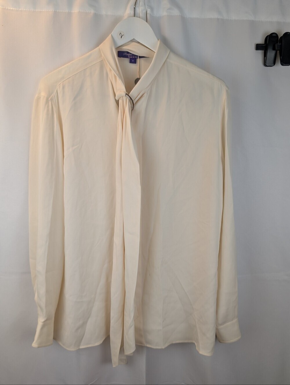 Ralph Lauren Purple Label 100% Silk Blouse Shirt Cream Italian 8 new no tags - Picture 1 of 12